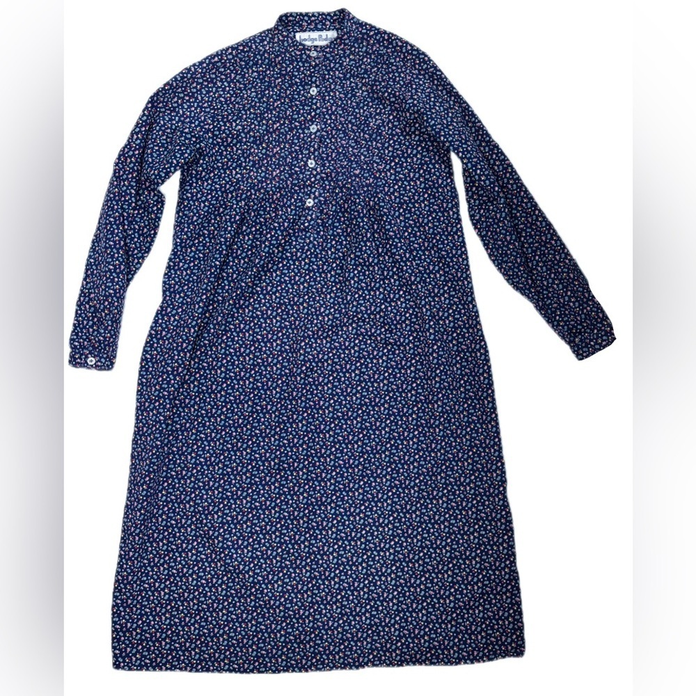 Blue Dainty Floral Print Night Dress Nightgown Small Medium Prairie Cottage Core